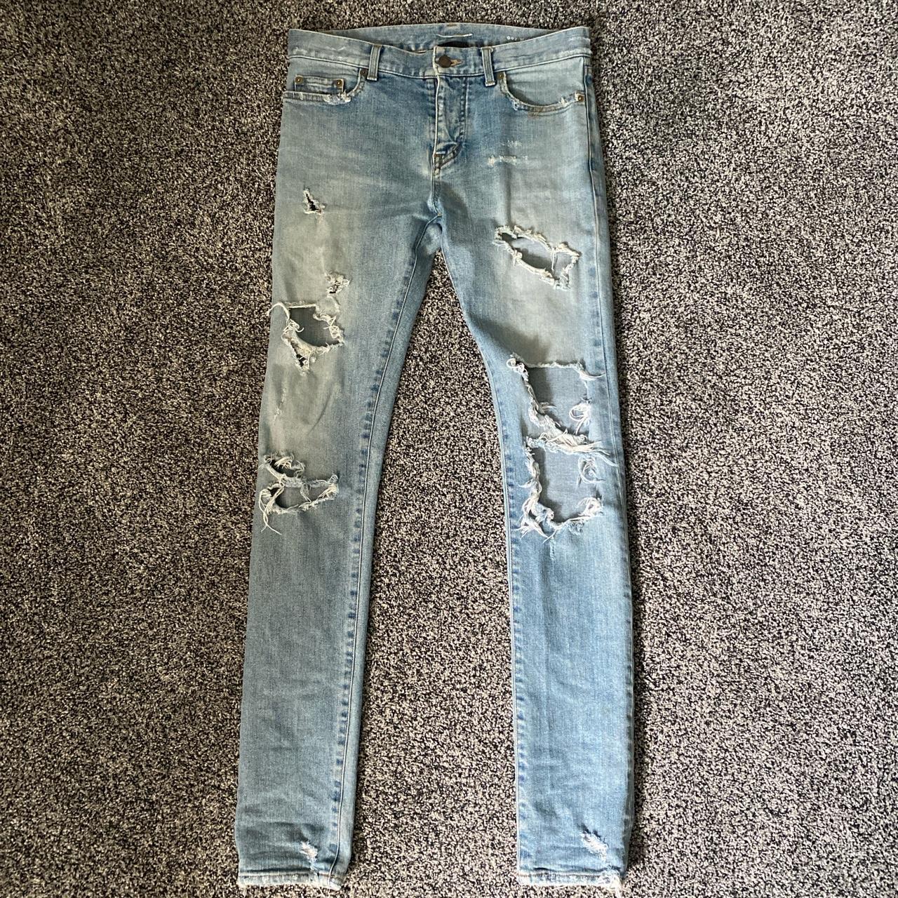 Saint Laurent Paris Men's Blue Jeans SLP crash... - Depop