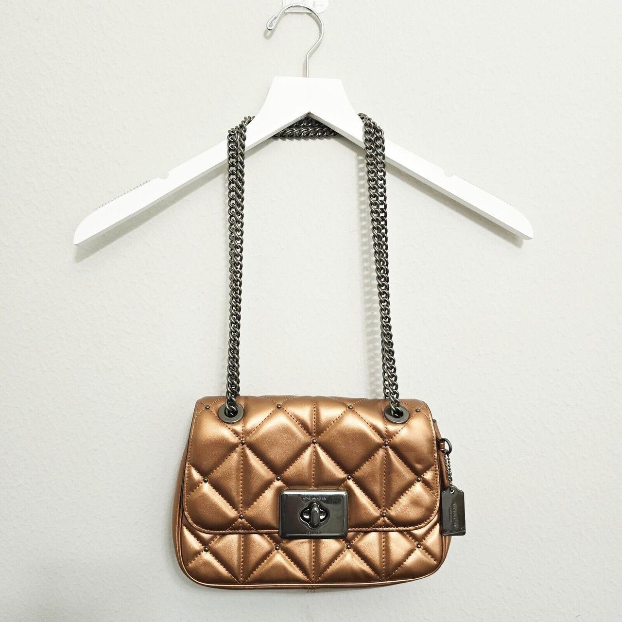 Coach Cassidy Crossbody Shoulder Quilted Bronze Bag. Depop