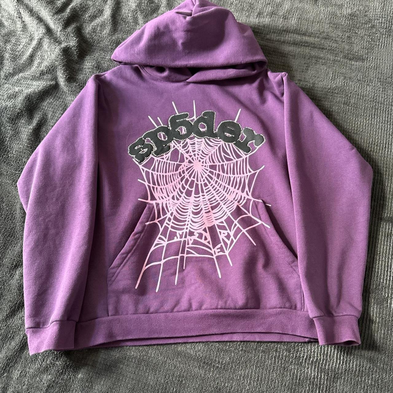 SP5DER Purple rhinestone Hoodie Men's medium Great | Depop