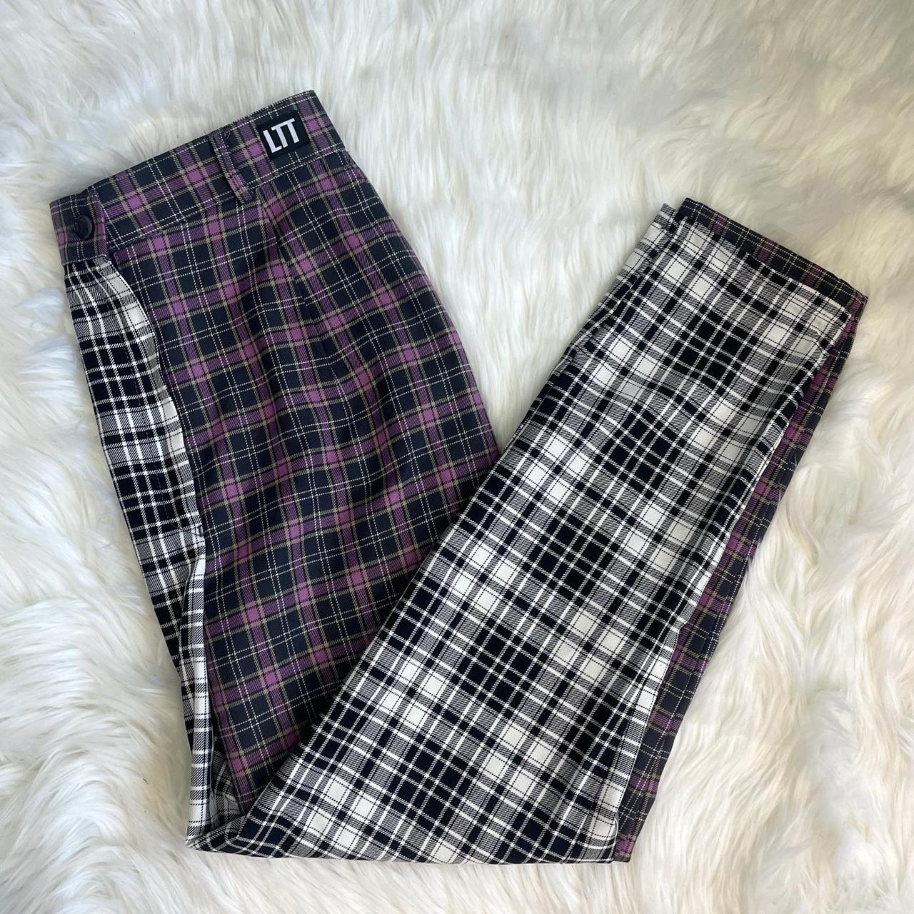 Lovetootrue half and half checkered trousers, size... Depop