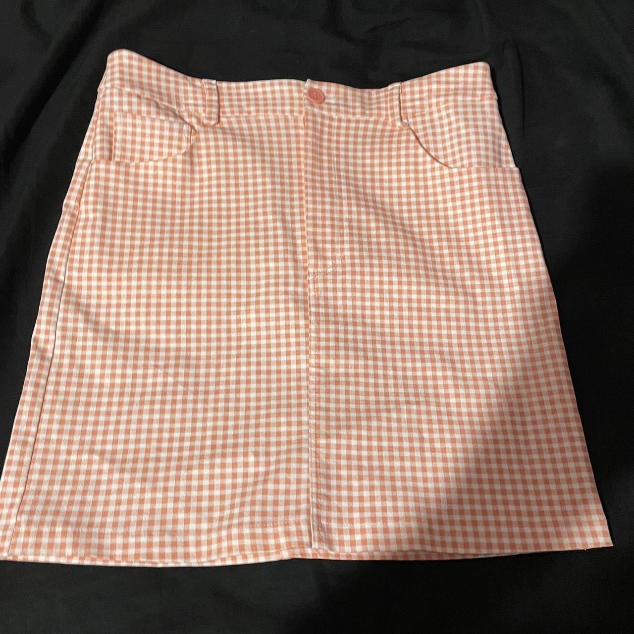 baby pink and white gingham mini pencil skirt Depop