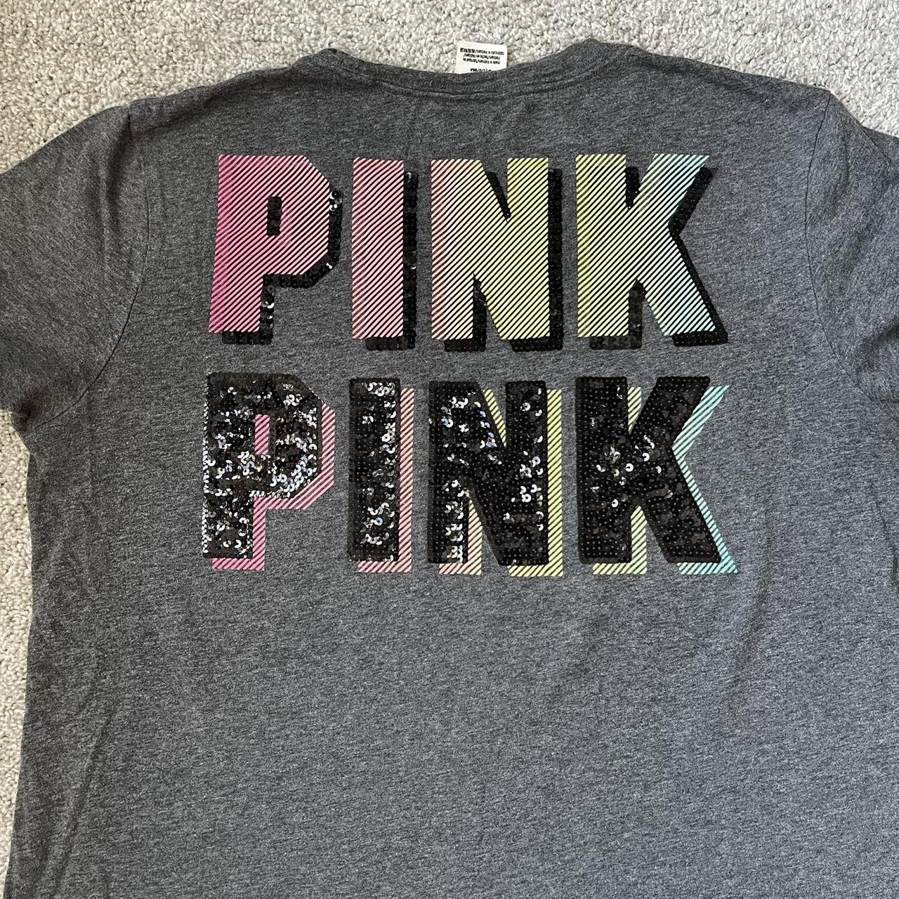 Victoria s Secret PINK grey and pink shirt size. Depop