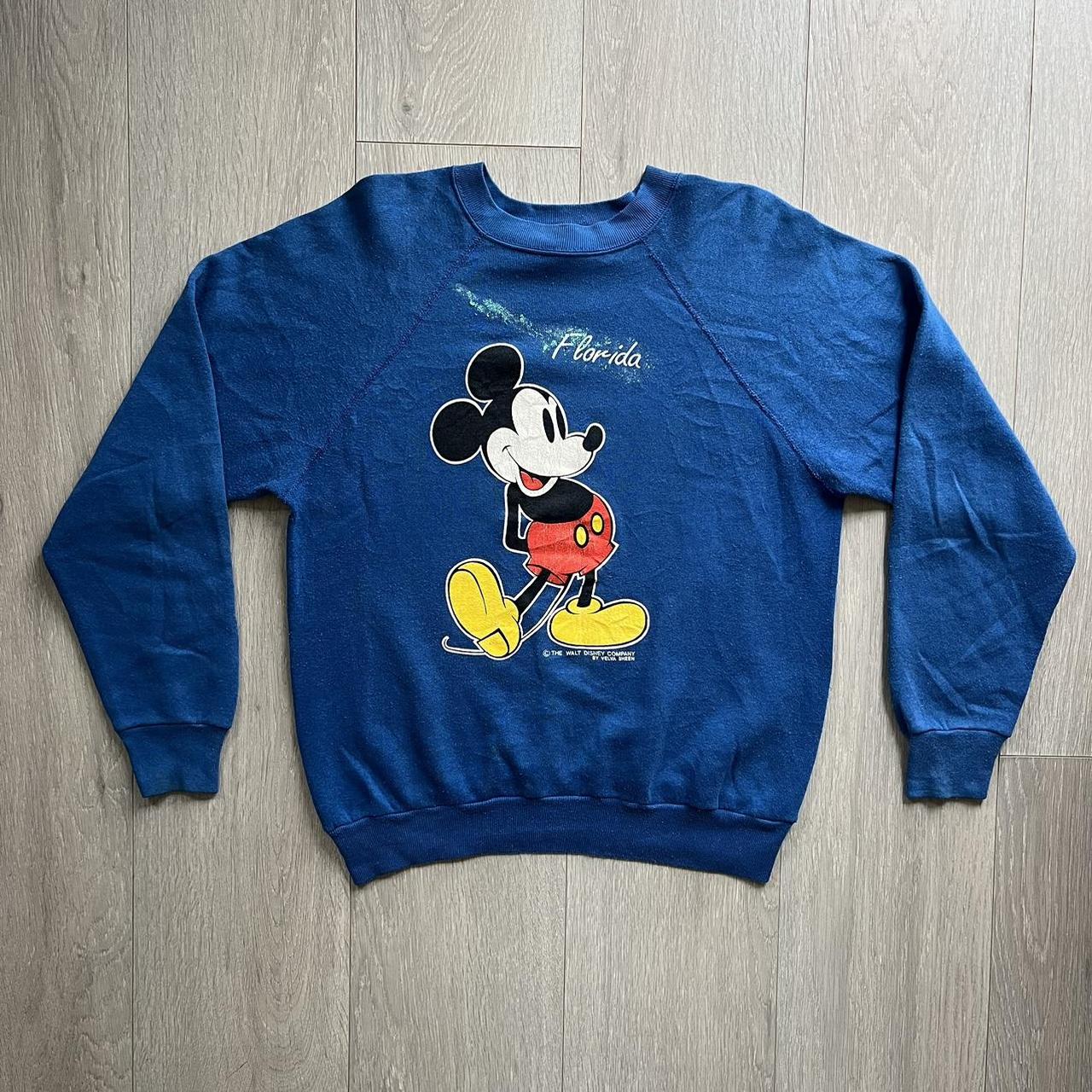 Vintage Walt Disney World Mickey Mouse Blue Jumper... - Depop