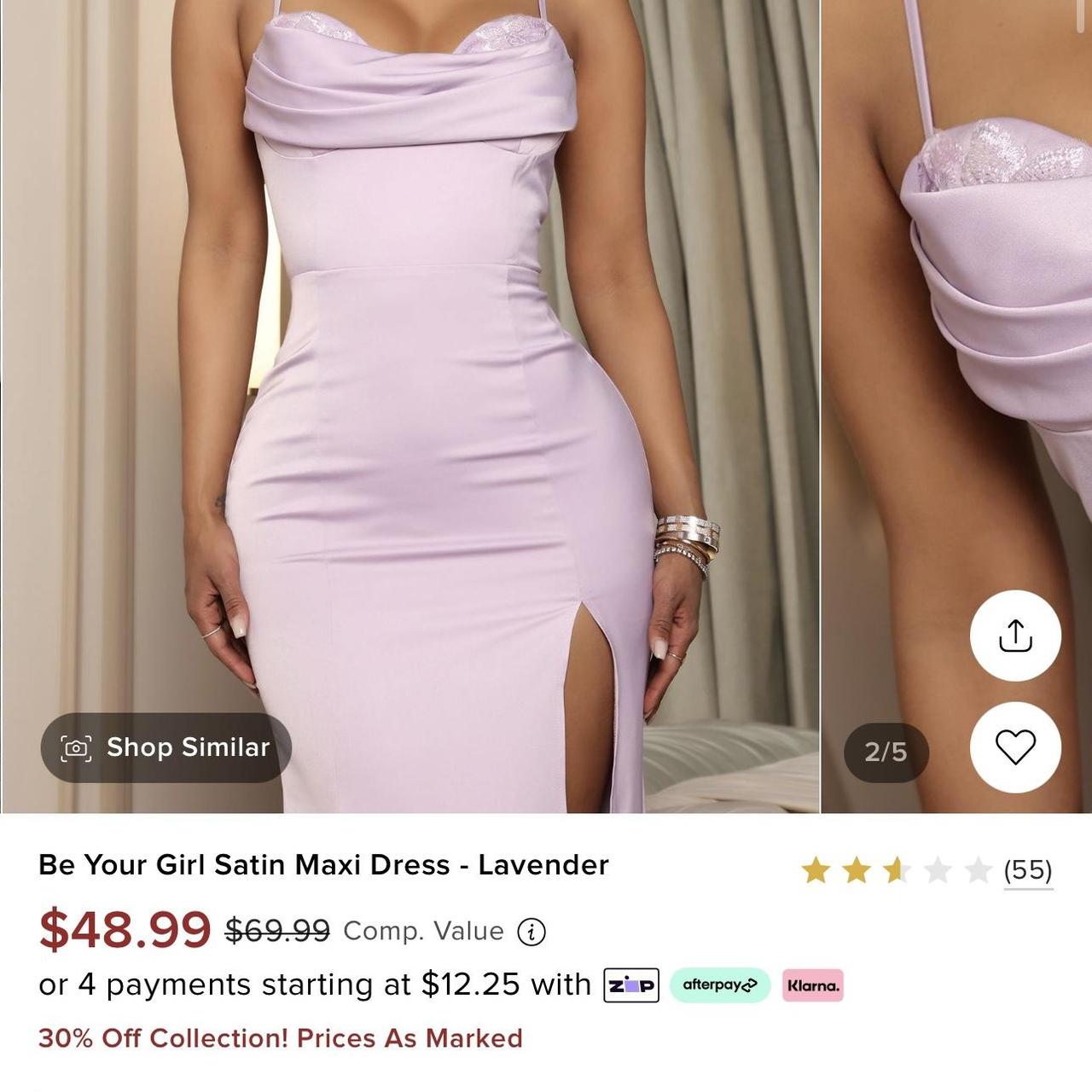 Lavender fashion nova dress BE YOUR GIRL SATIN MAXI. Depop