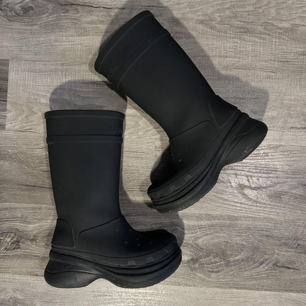 Black balenciaga x crocs boots Size 41. I'm a size | Depop