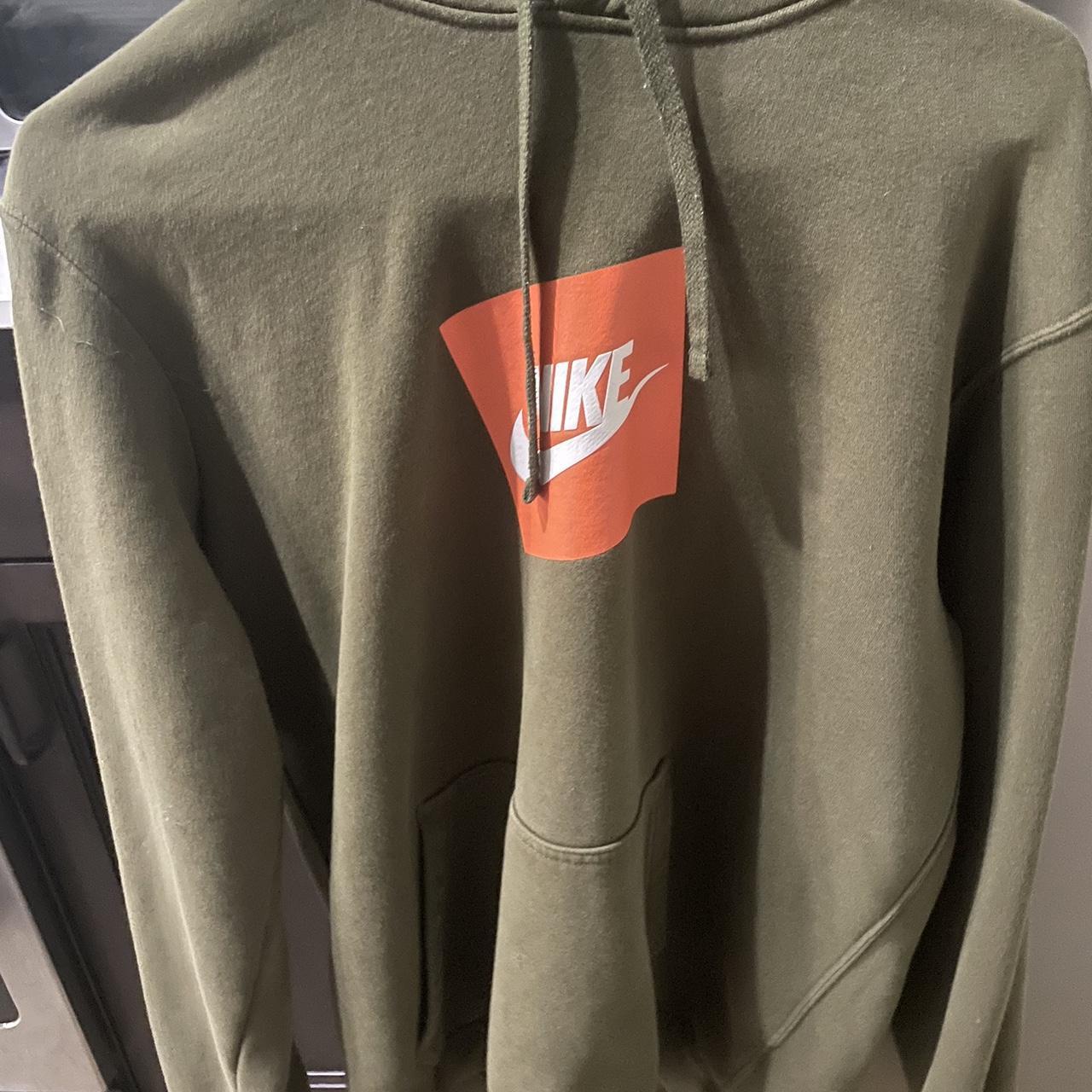 Green and orange Nike hoodie Size large Small holes. Depop