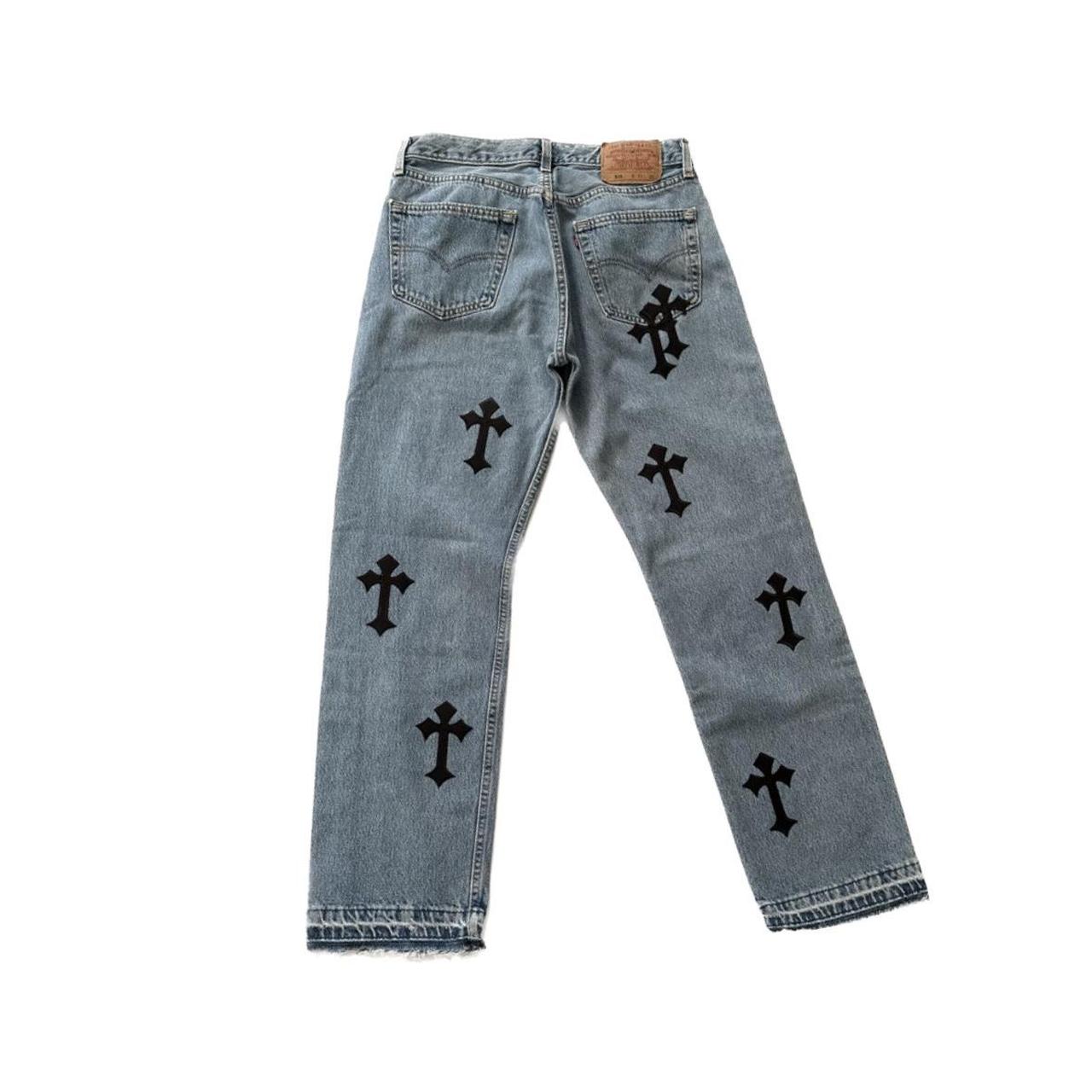 Chrome Hearts Inspired Levi's 501 Cross Patch Jeans. - Depop