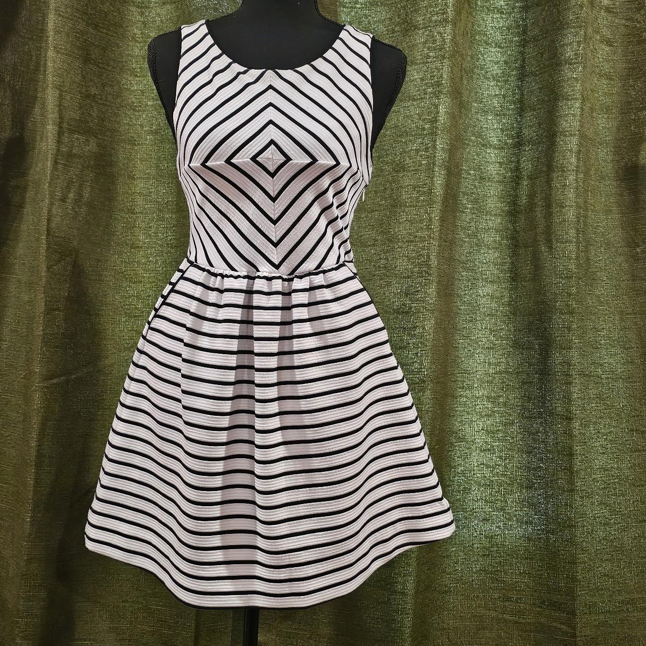 Maeve anthropologie black and white striped skater. Depop