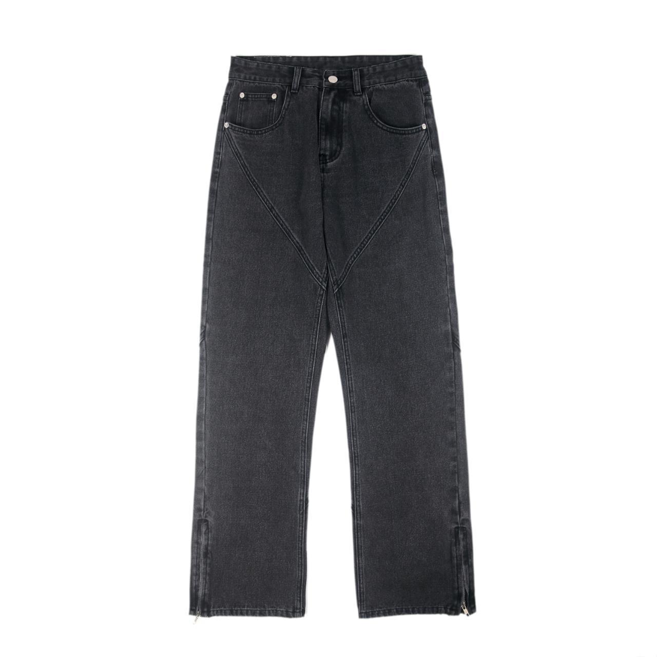 Mens black ankle zip jeans - fits more medium Open... - Depop