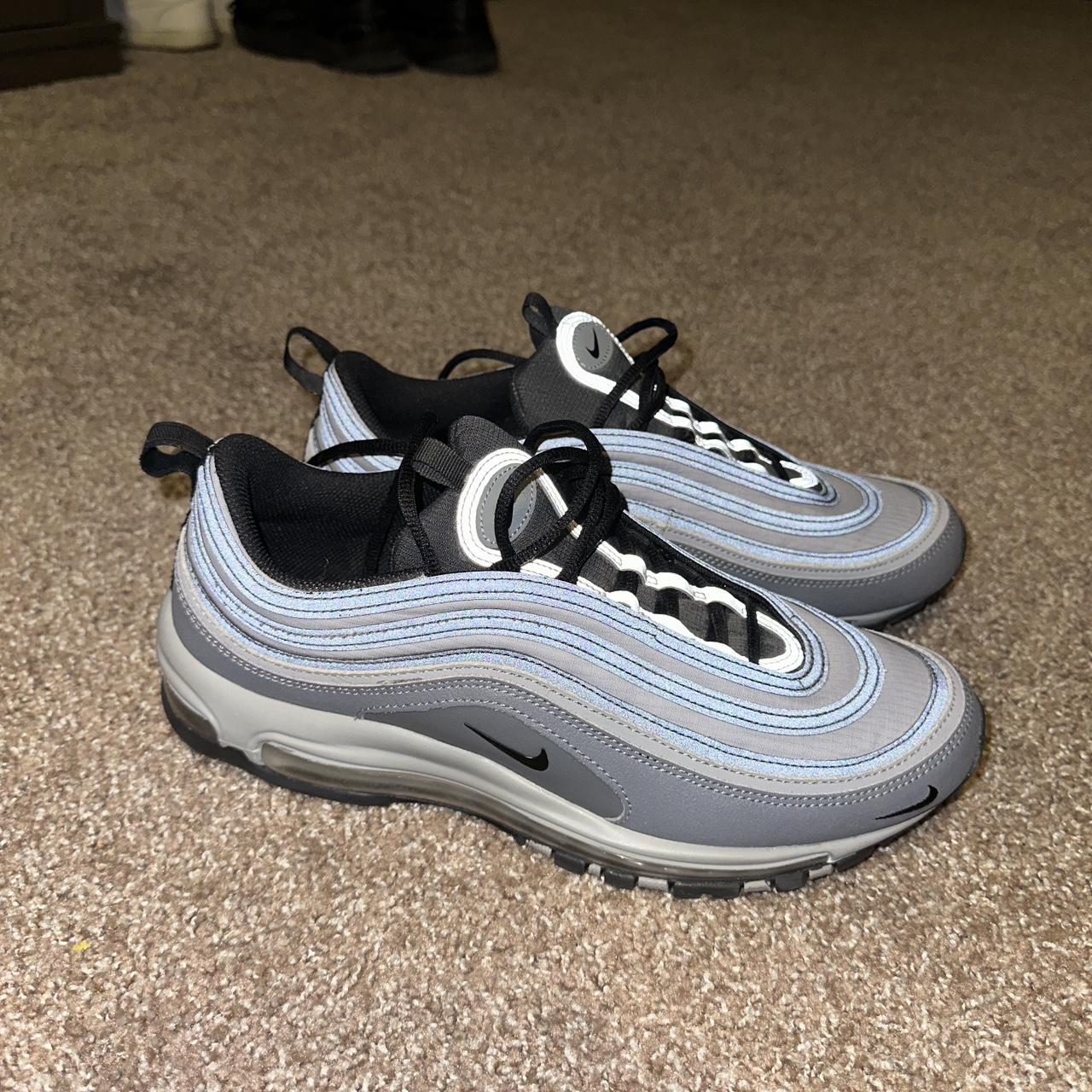 Air max 97 grey with blue tick best sale