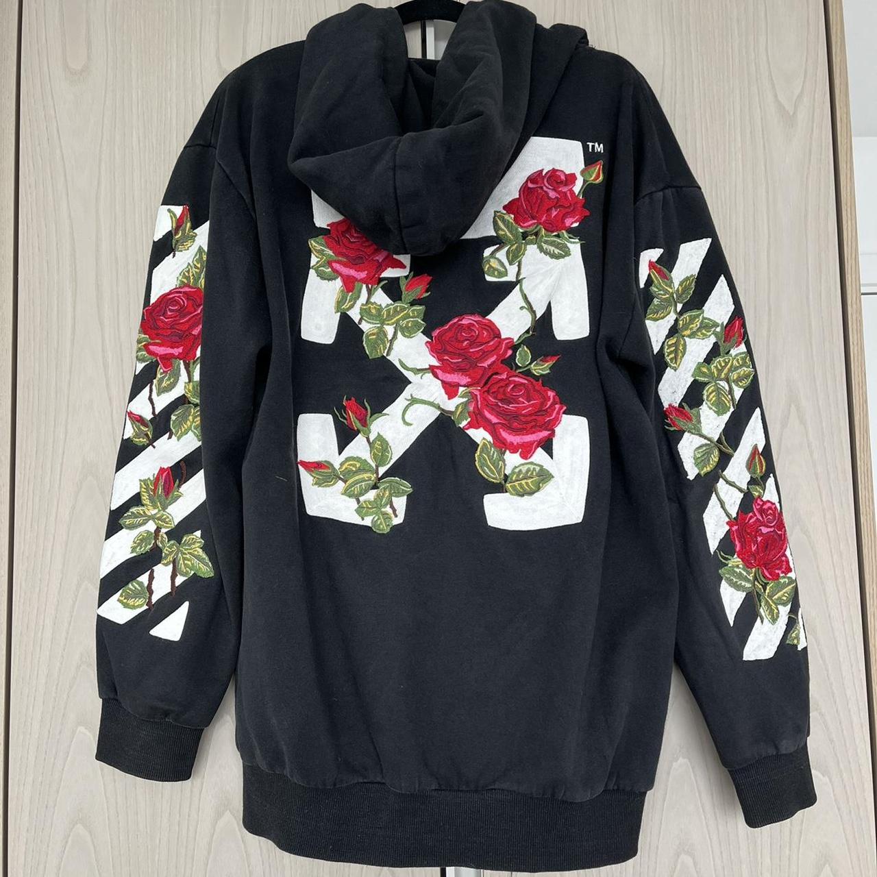 Off White hoodie jacket black rose embroidered Rose