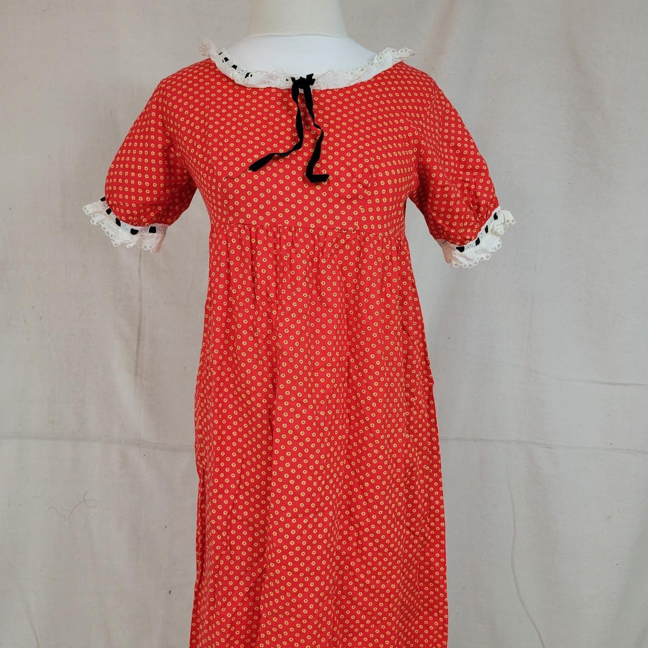 Vintage 1970s Dress Calico Red Yellow Floral Empire... Depop