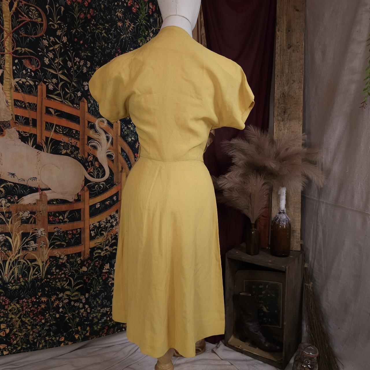 Vintage 1930s Beaded Mustard Yellow Crepe Dress Art... - Depop