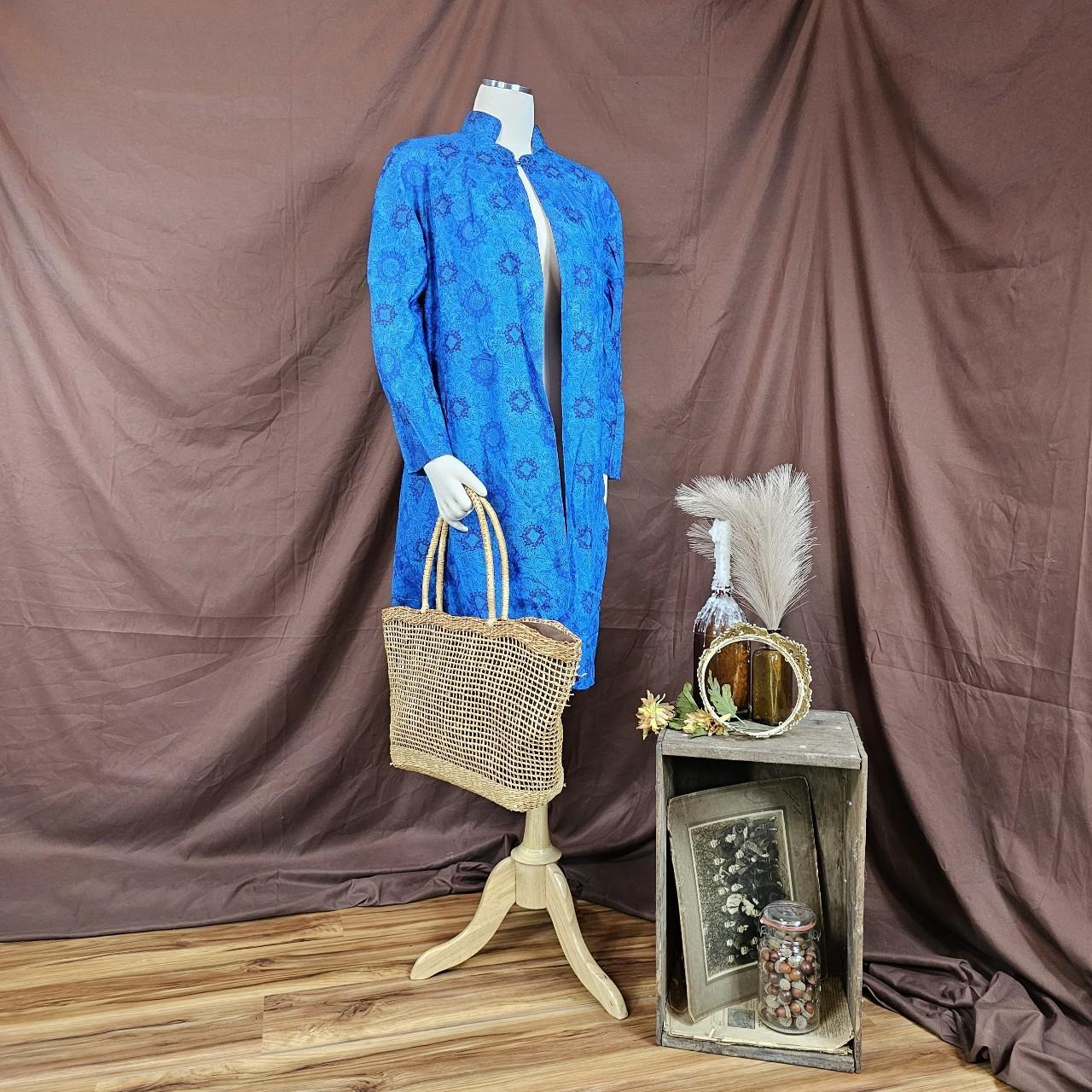 Vintage 1950s Chinoiserie Jacket Coat Silk Royal... - Depop