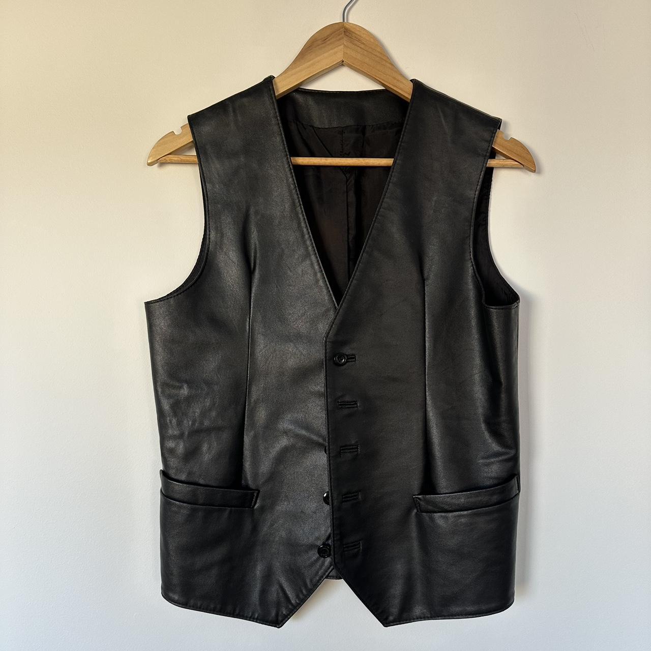 Incredible real leather vintage vest. Fits up to... - Depop
