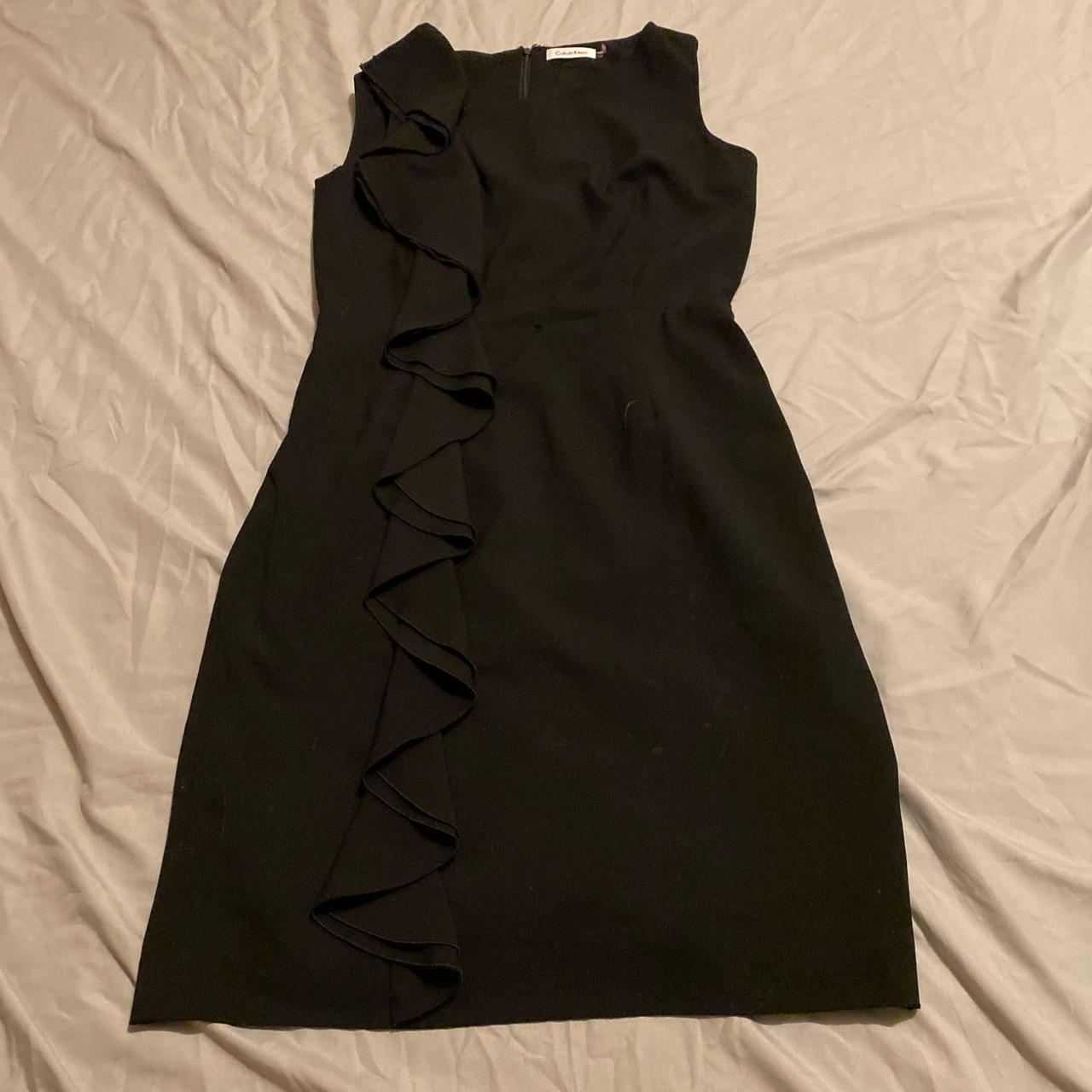 Calvin klein black ruffle dress best sale