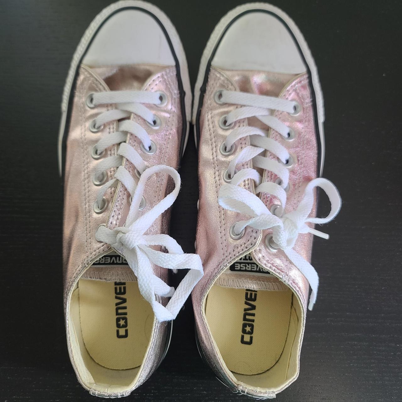 Pink metallic converse shoes hotsell