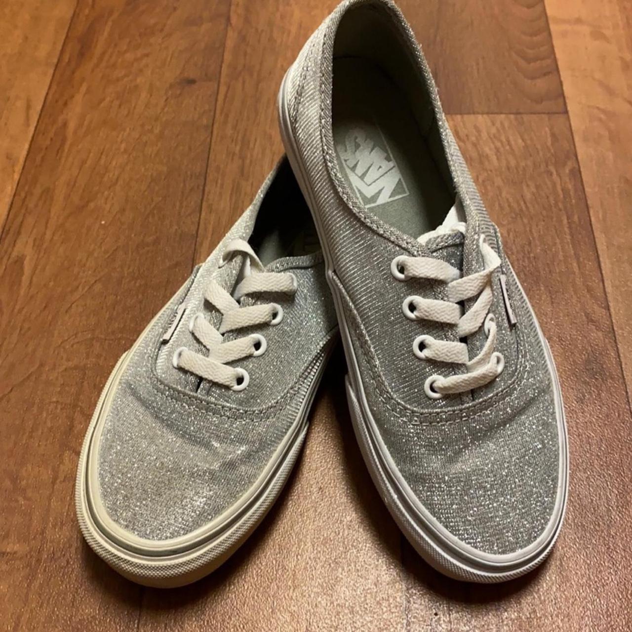 Silver glitter vans womens deals