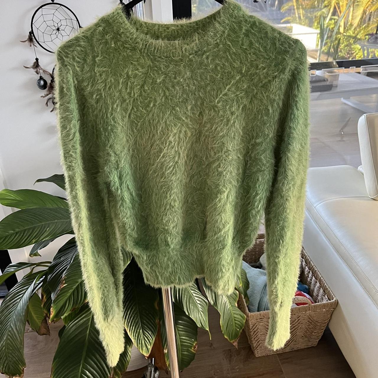 Zara Green super soft fuzzy sweater with a