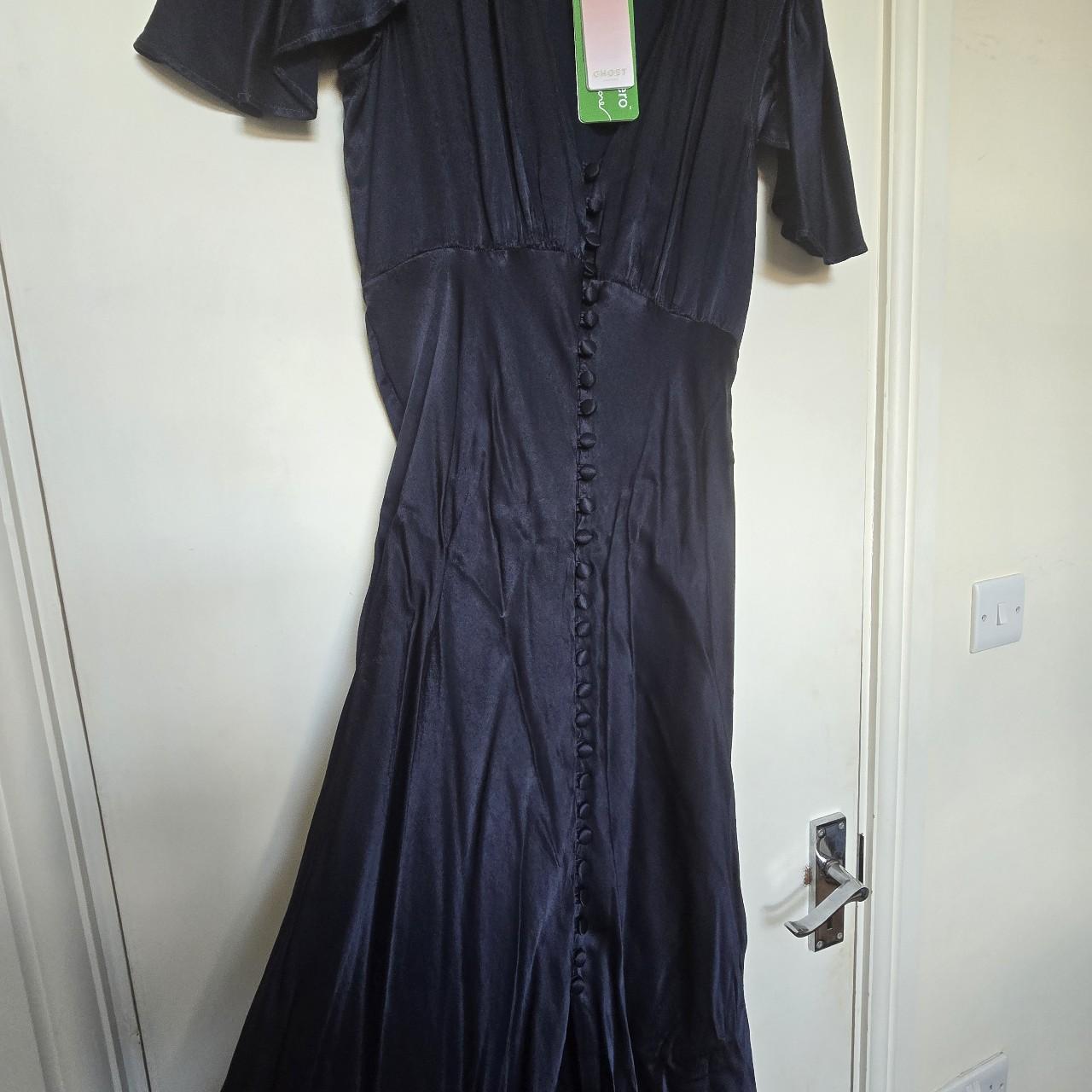 Ghost Navy Satin Midi Swing Size Depop