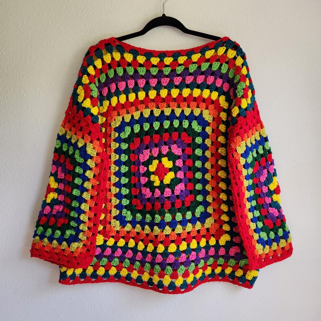 Vintage 60s 70s Psychedelic Style Chunky Crochet... - Depop