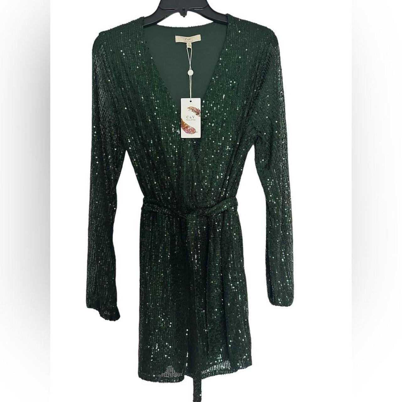 NWT Chelsea and Violet Sequin Green Romper This is. Depop