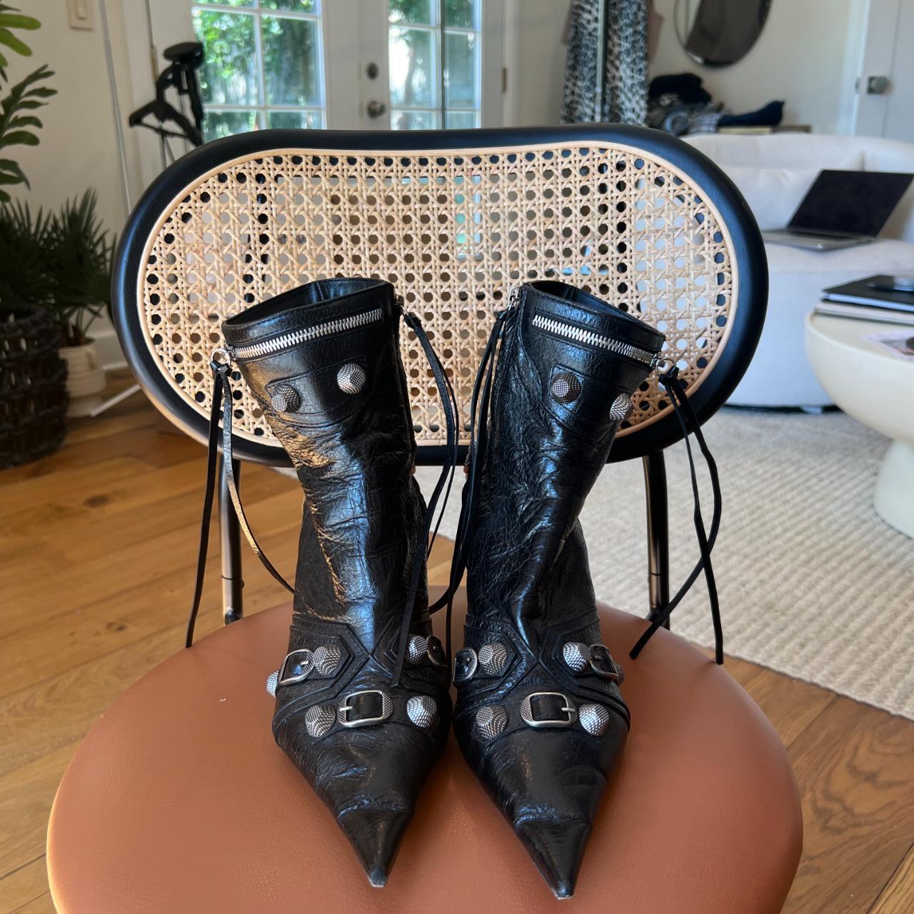 最終値下げ　約30万購入　BALENCIAGA CAGOLE BOOTIE 37 BALENCIAGA | 'Cagole' Metal Stud Pointed Toe Leather Heeled