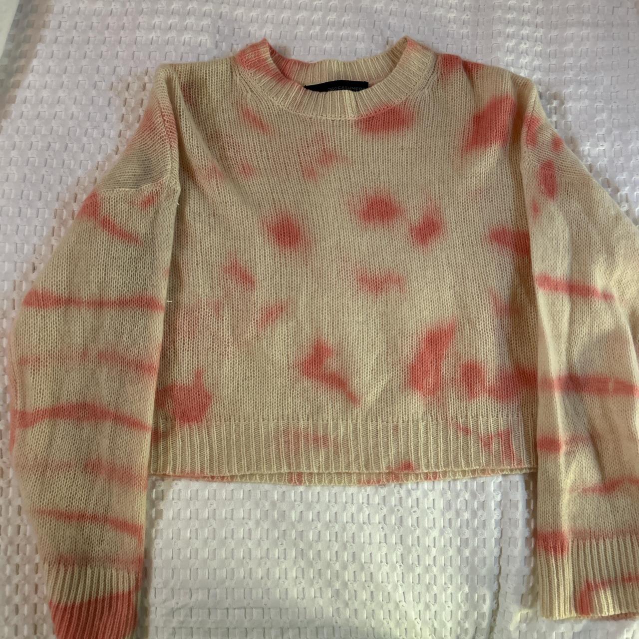 Cream and pink tie dye cashmere sweater tiedye