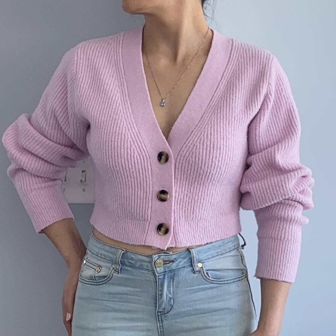 Light pink cardigan with wooden buttons