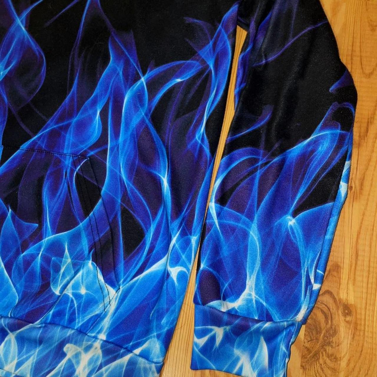 Y2K Blue flame print hoodie Size Small No major | Depop