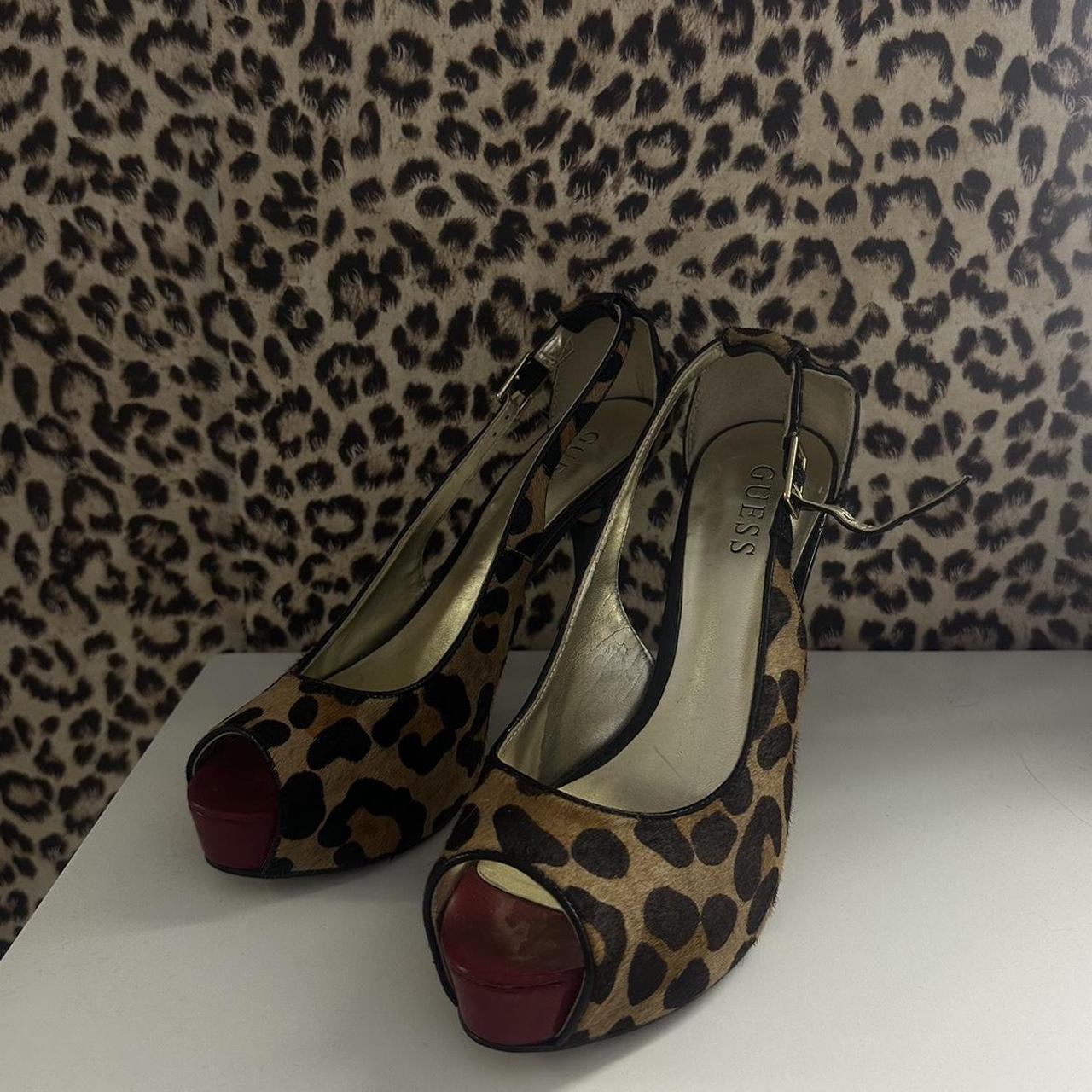 Guess leopard print heels deals