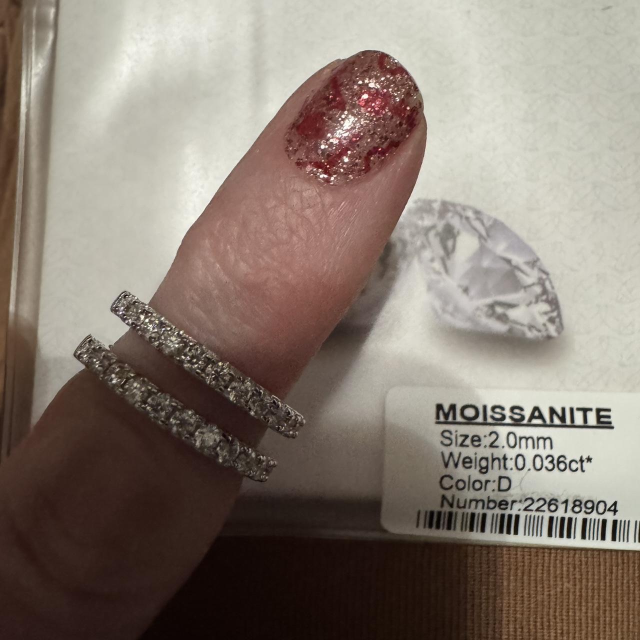 Women's Ring - Silver – Moissanite double stack r… - image 5