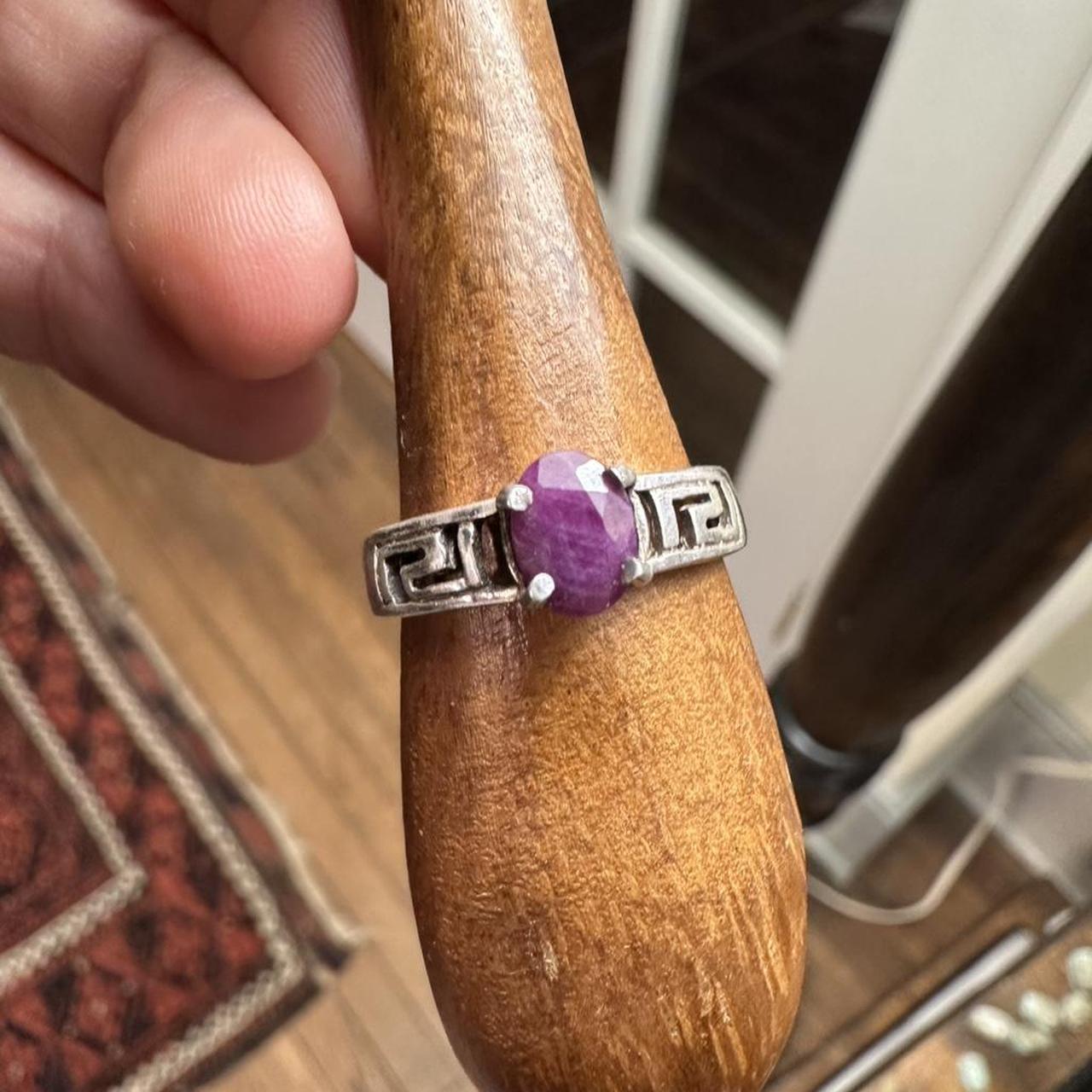 Women's Ring - Silver/Purple – Geometric Ruby ste… - image 1