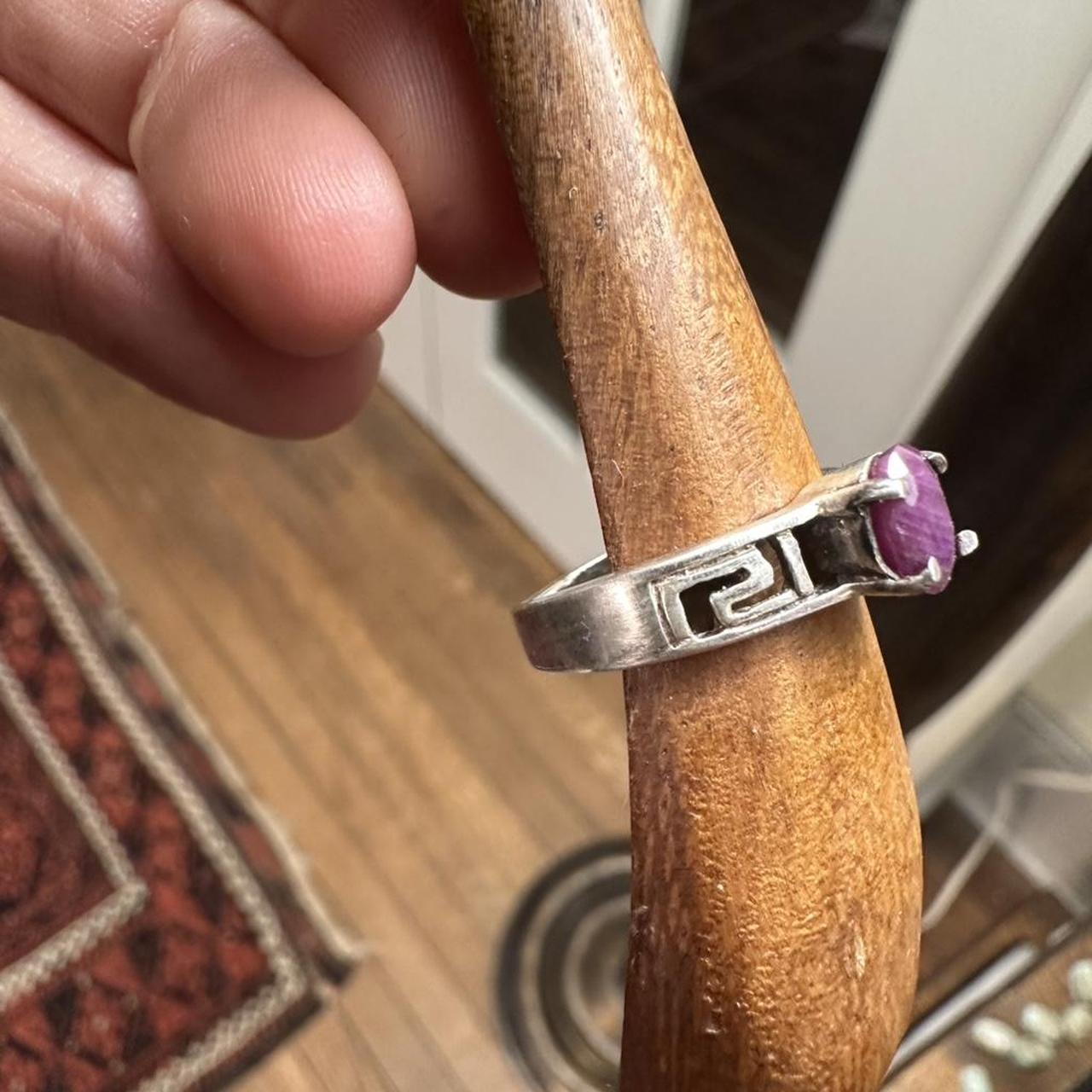 Women's Ring - Silver/Purple – Geometric Ruby ste… - image 2