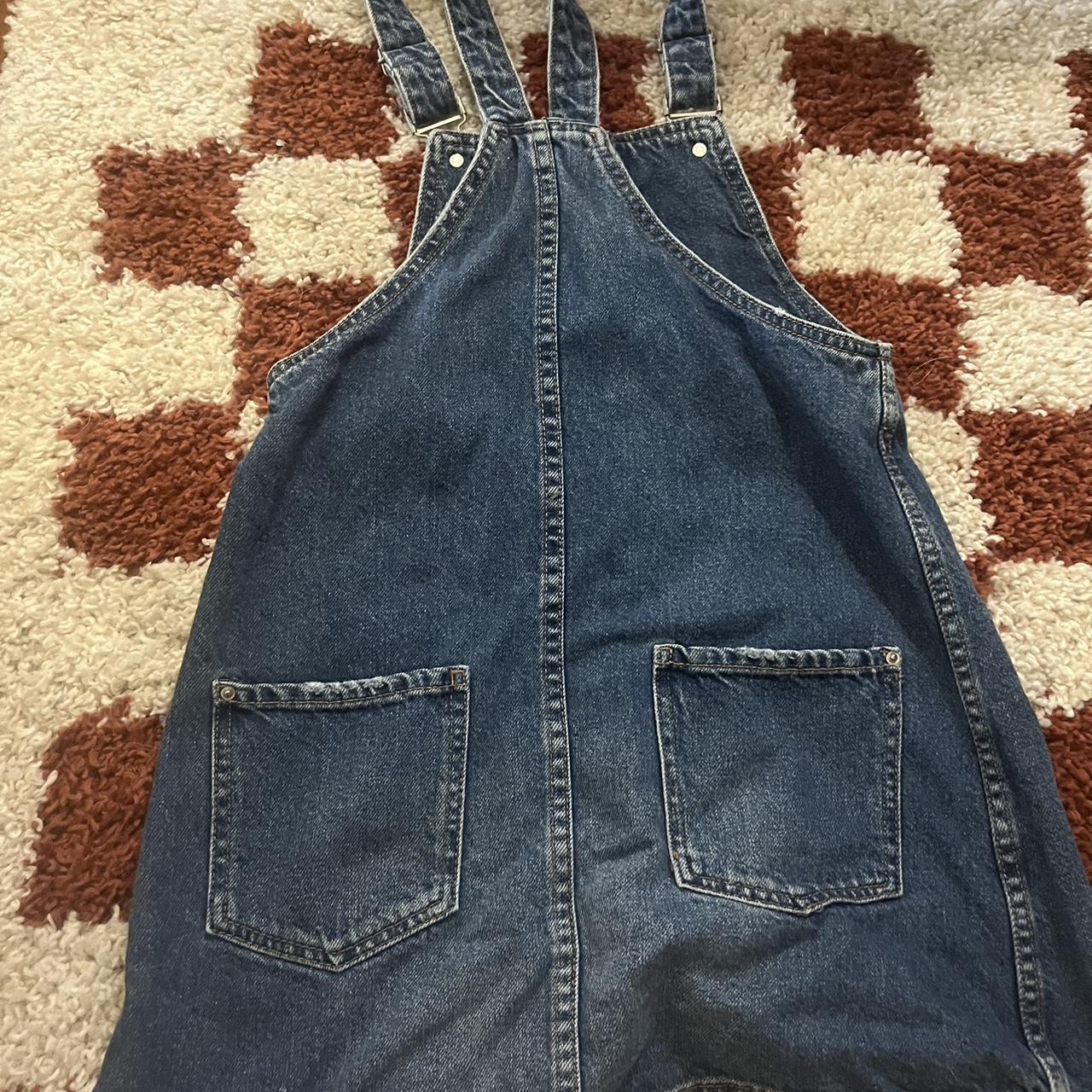 Zara Navy and blue denim overall dress #dungarees