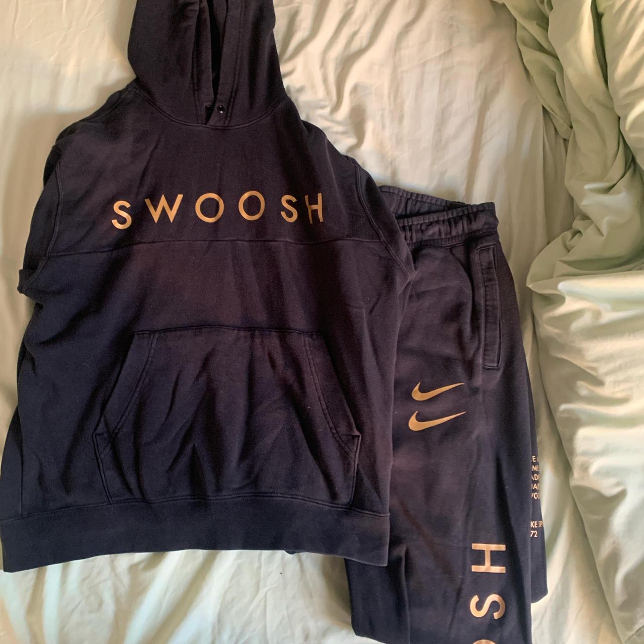 Black and gold og Nike swoosh tracksuit Depop