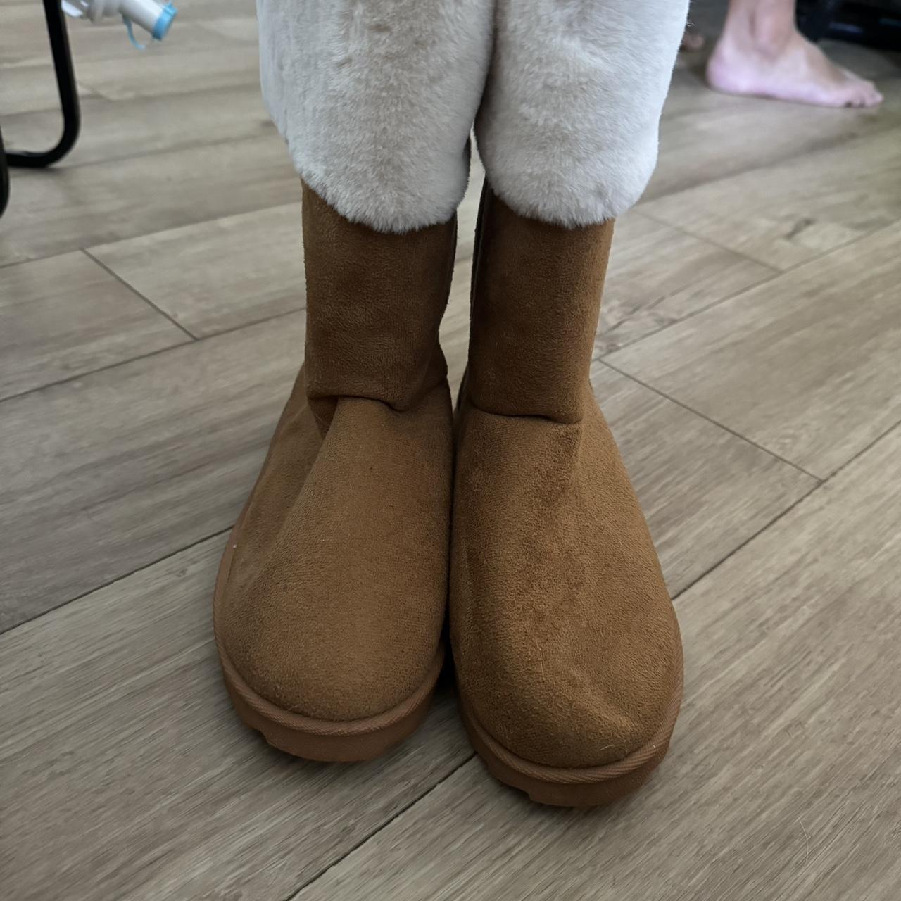 Tan and white faux fur boots. Mudd brand Women s. Depop