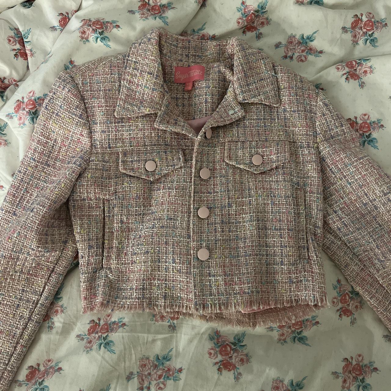 Sugar Thrillz Tweed Three Piece Set With Jacket Bra Depop 