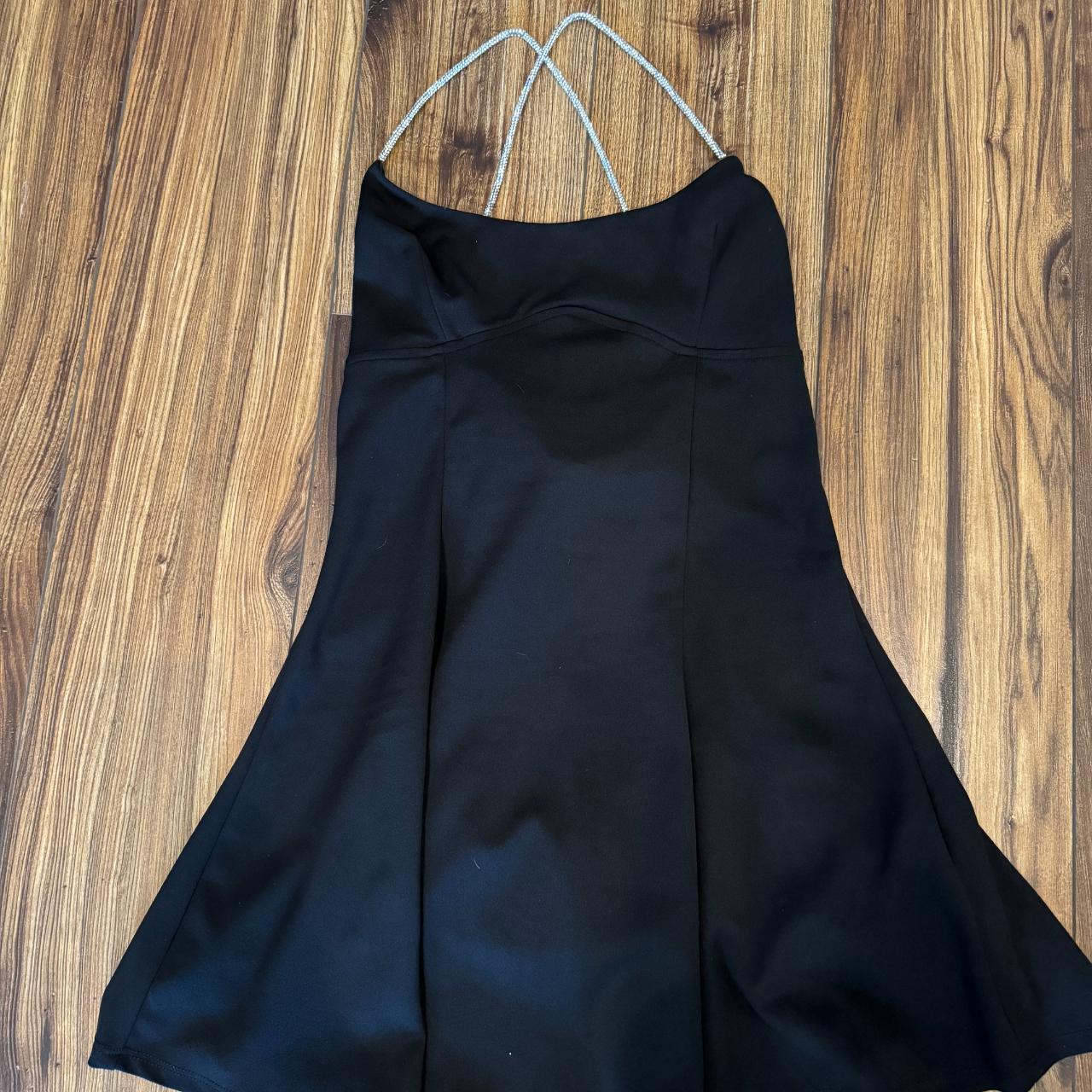 Lucy in the Sky black a line dress with rhinestone... Depop