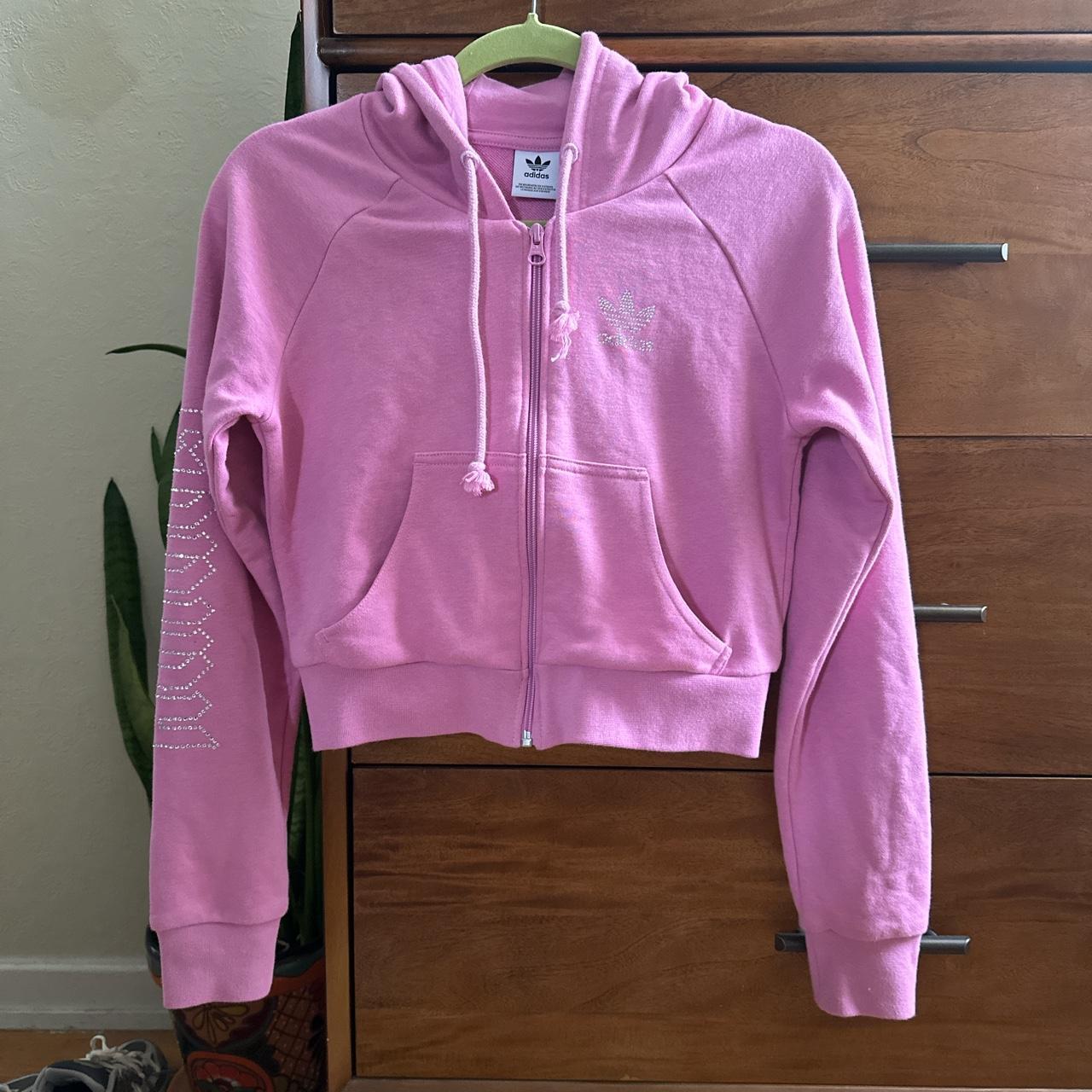 Cropped Adidas pink zip up hoodie. The adidas logo Depop