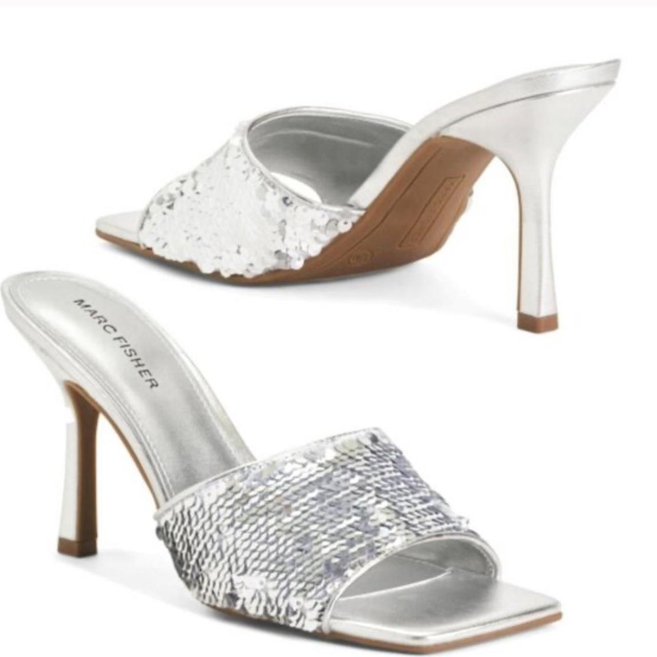 Marc Fisher Silver Sequin sold High Heel Sandals Size 7.5