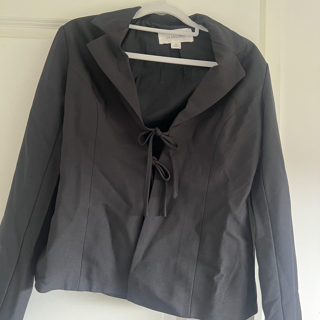 cropped glassons tie up blazer worn once, size