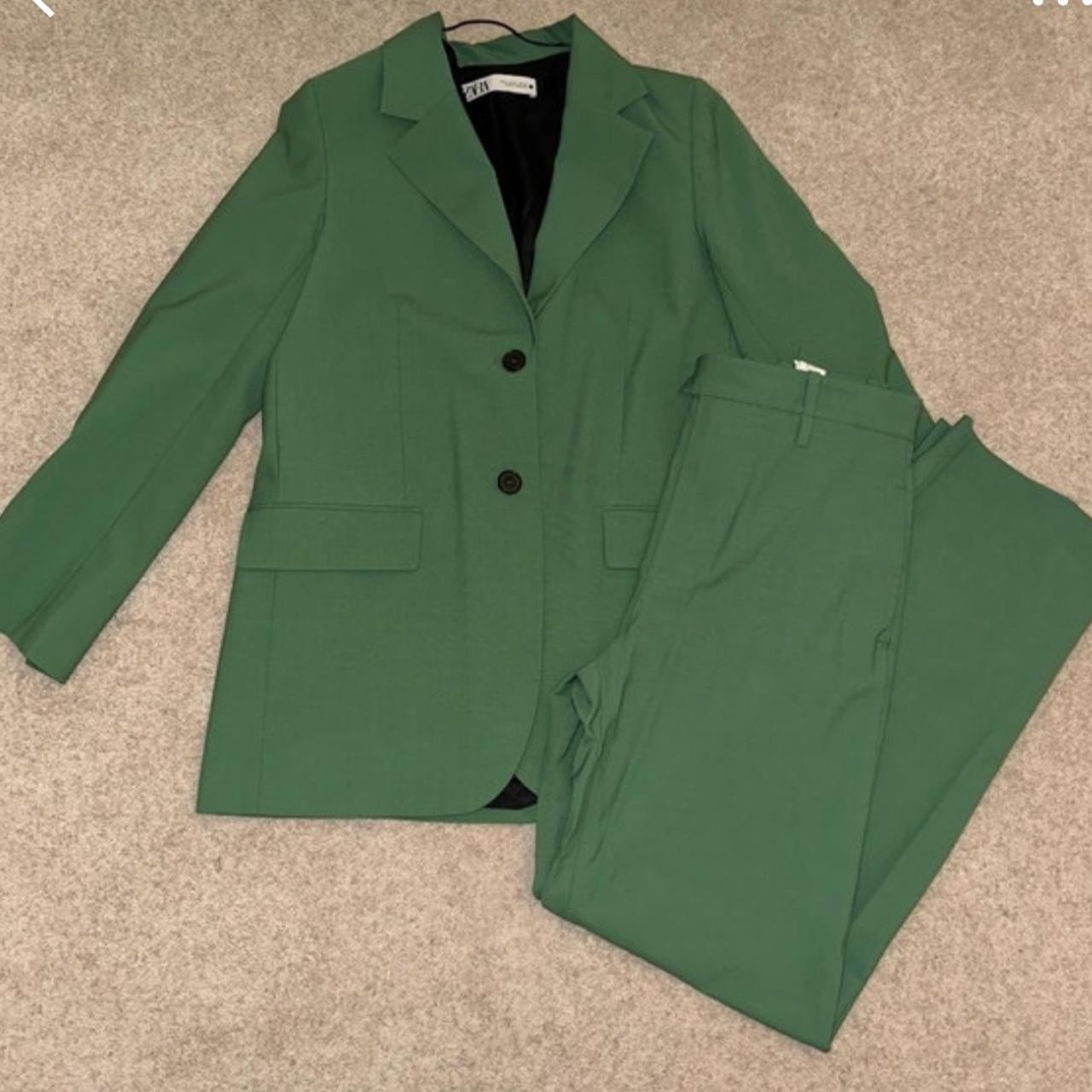 Zara green blazer and trousers suit Blazer is size... Depop