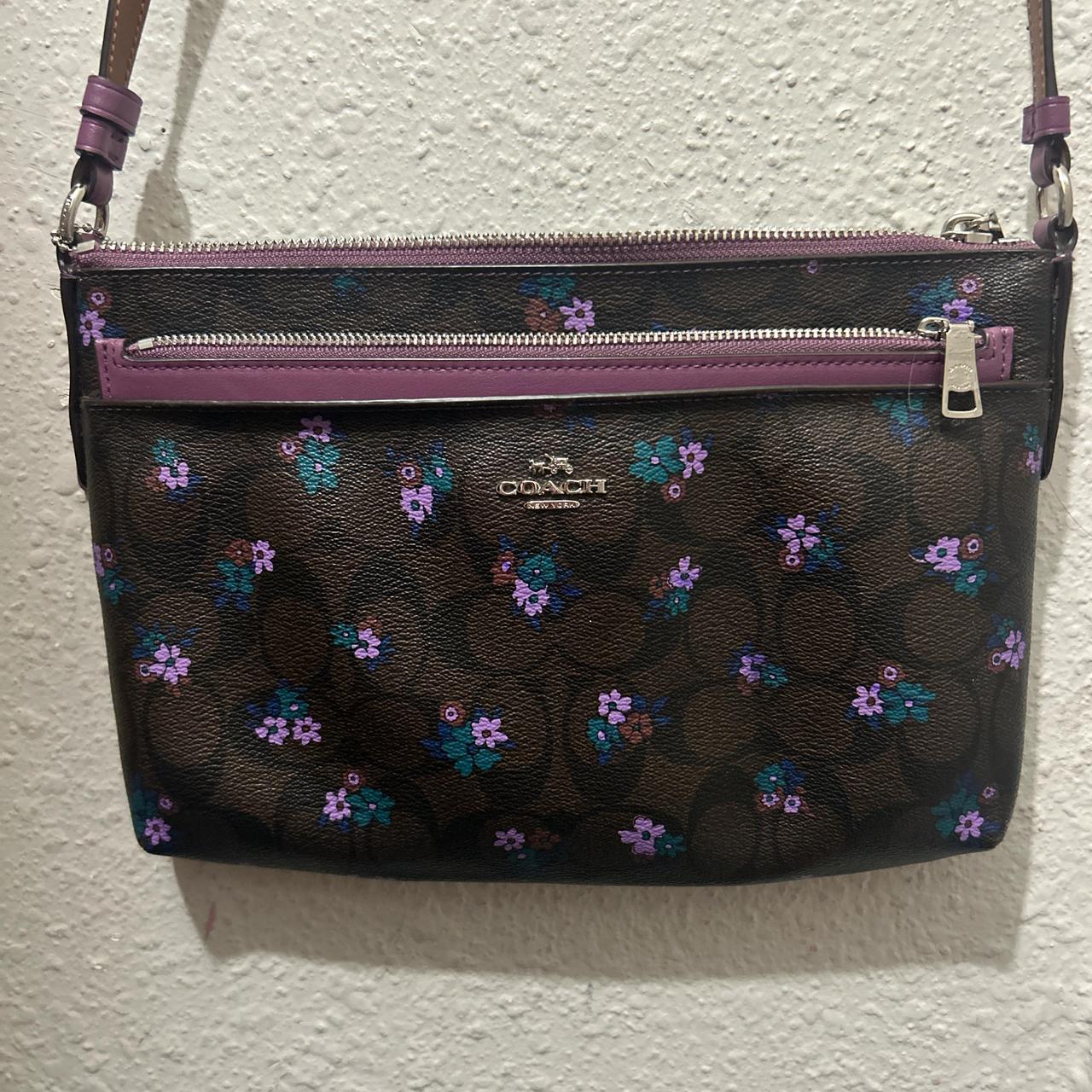 coach bag brown with purple flowers only