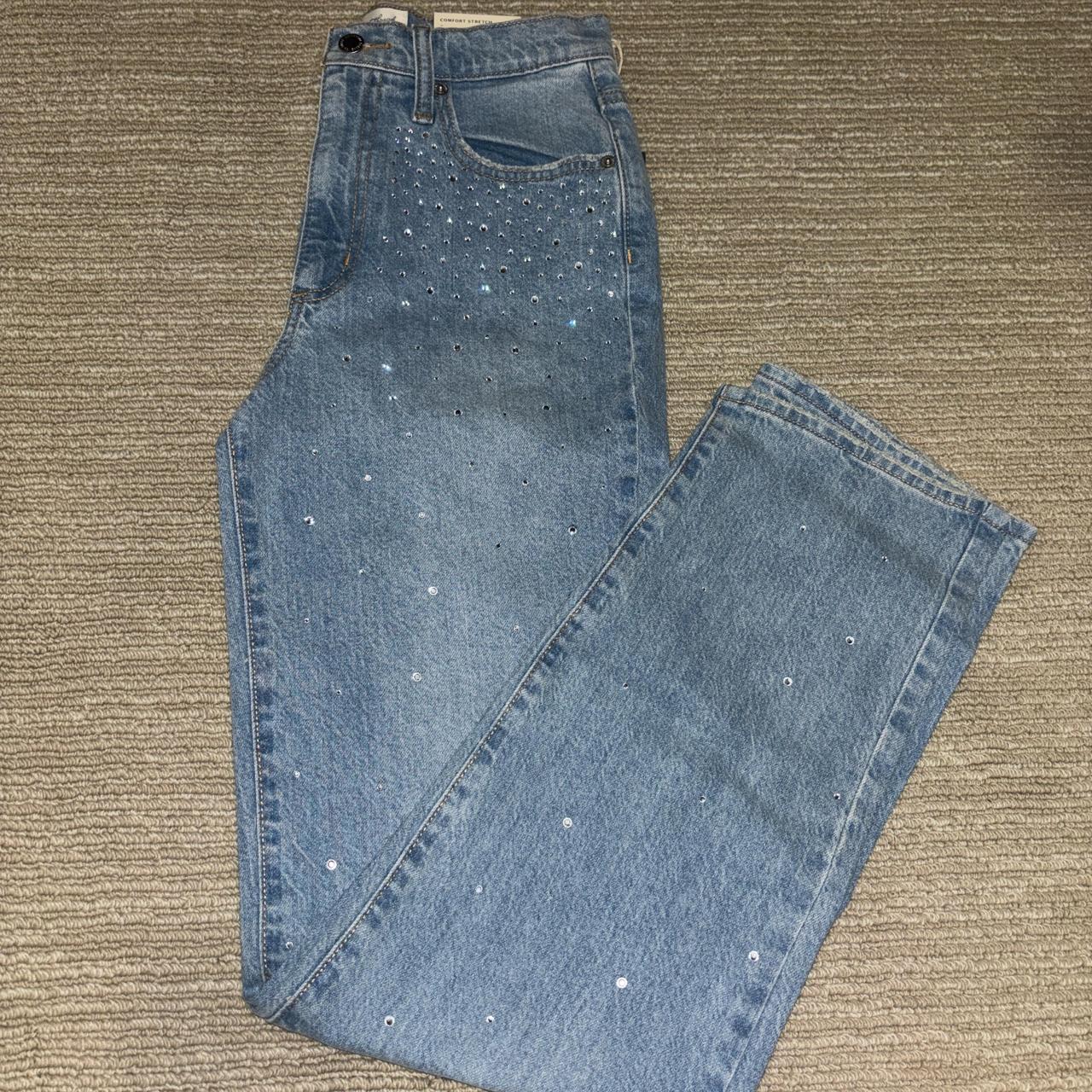 Light blue rhinestone jeans, Size 90s straight