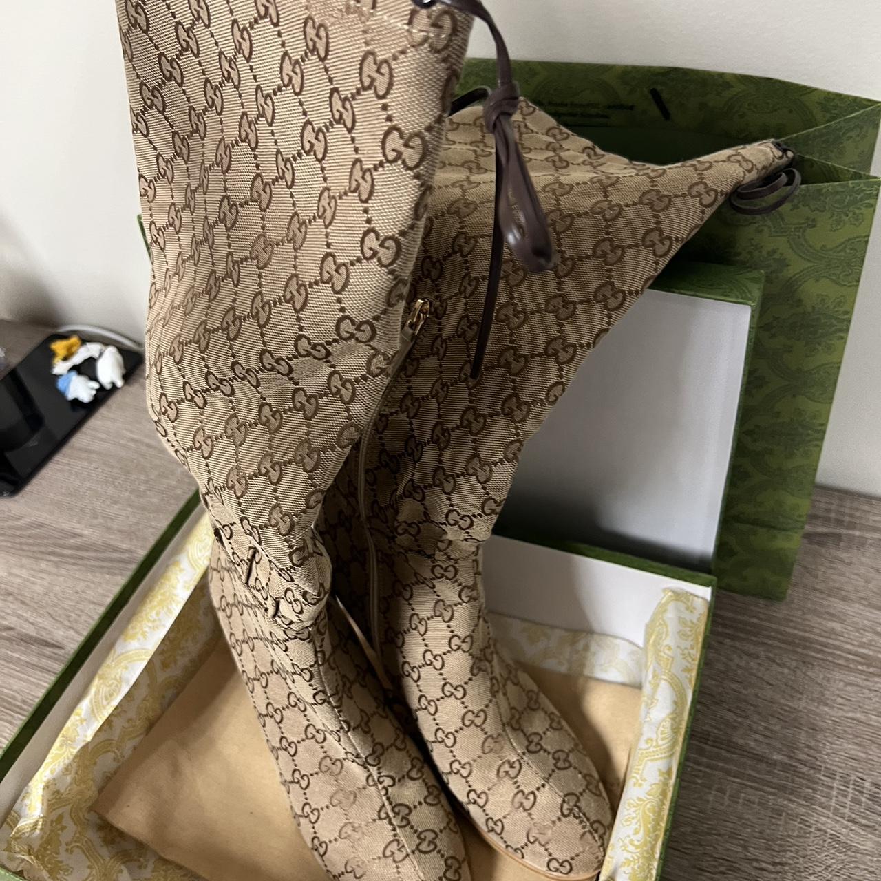 Gucci gg canvas boots best sale