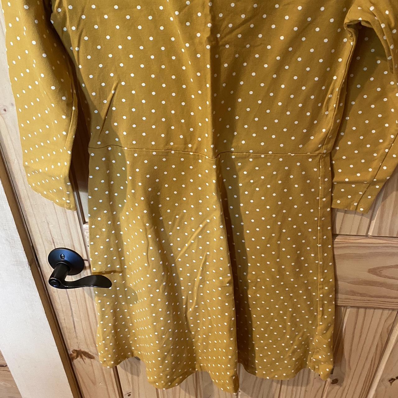 Yellow and white polka dot dress size medium Tall