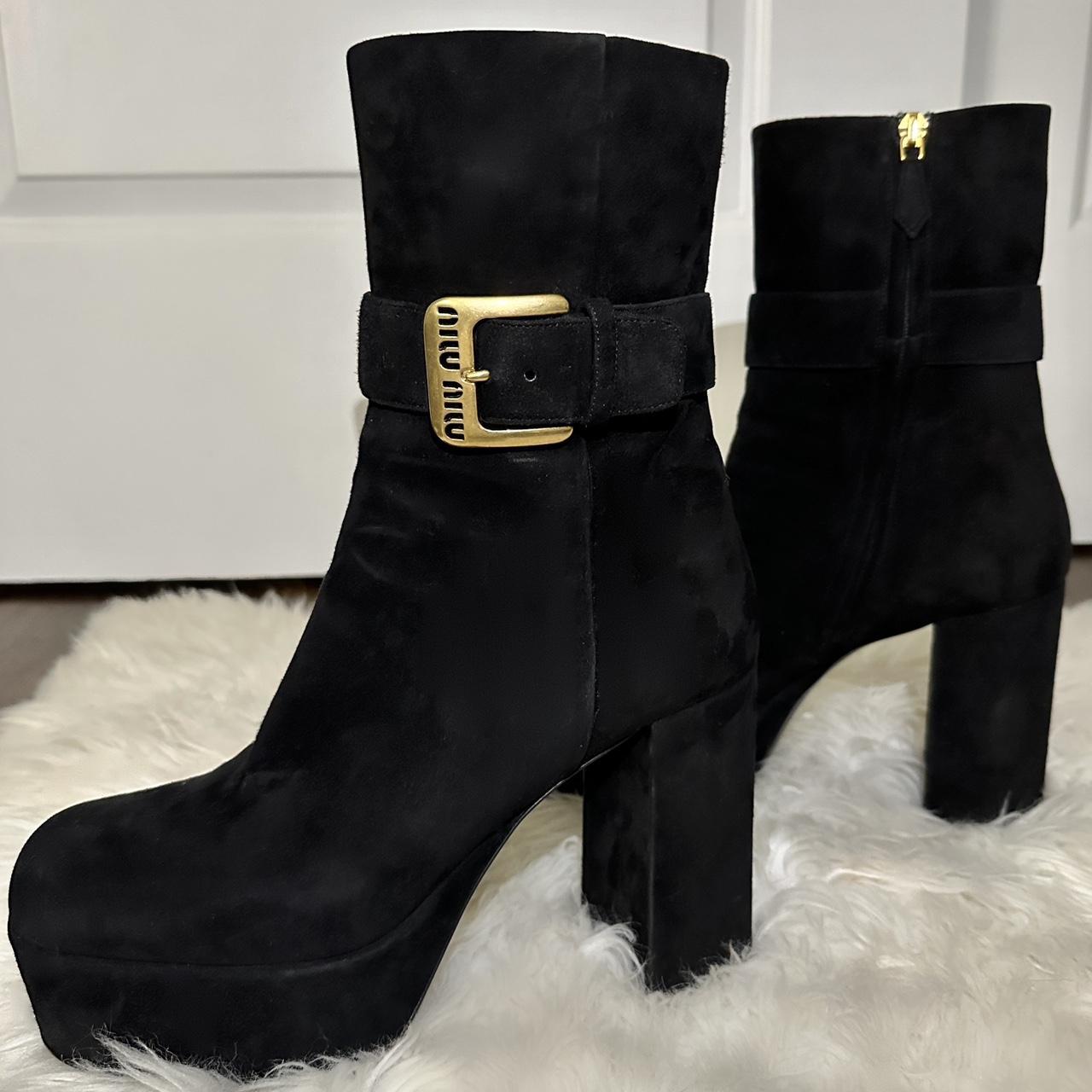 Discount Miu Miu Suede Platform Booties 9.5 US / 41 EU