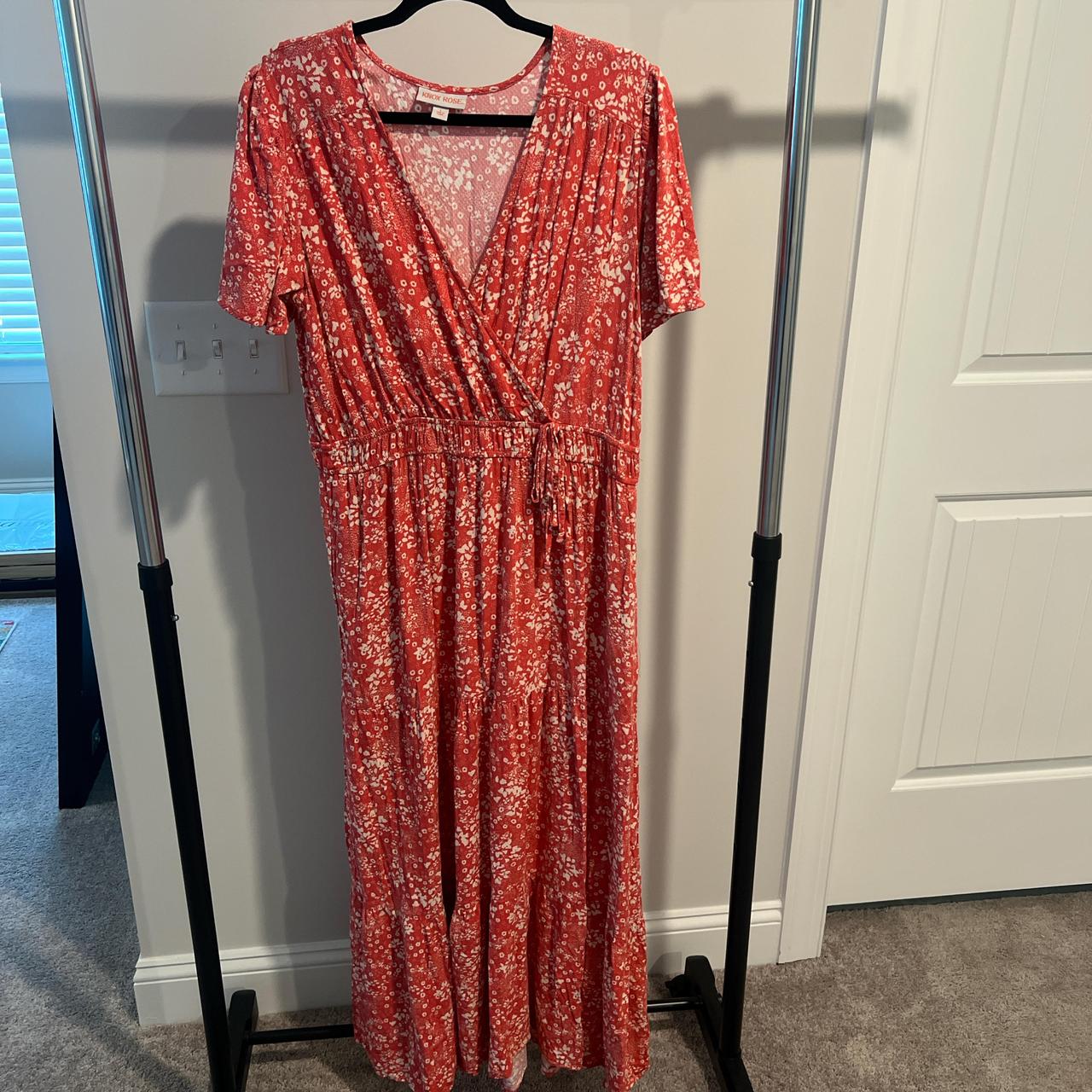 Target Orange and white floral summer maxi dress