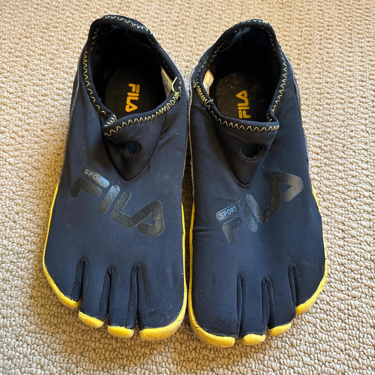 Black and Yellow FILA Sport Skele Toes Water. Depop